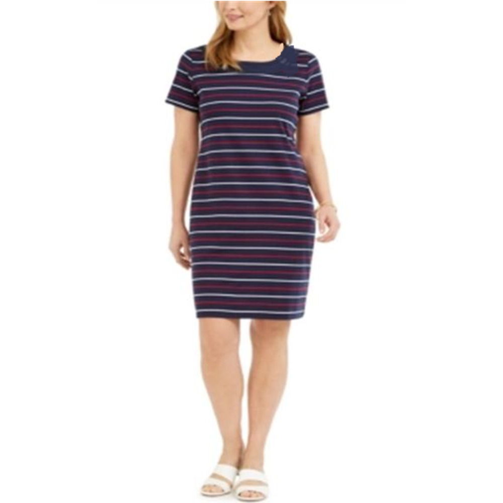 Talbots Active Small T-Shirt DRESS Comfort Lounge Beefy Sporty Stripe Relaxed